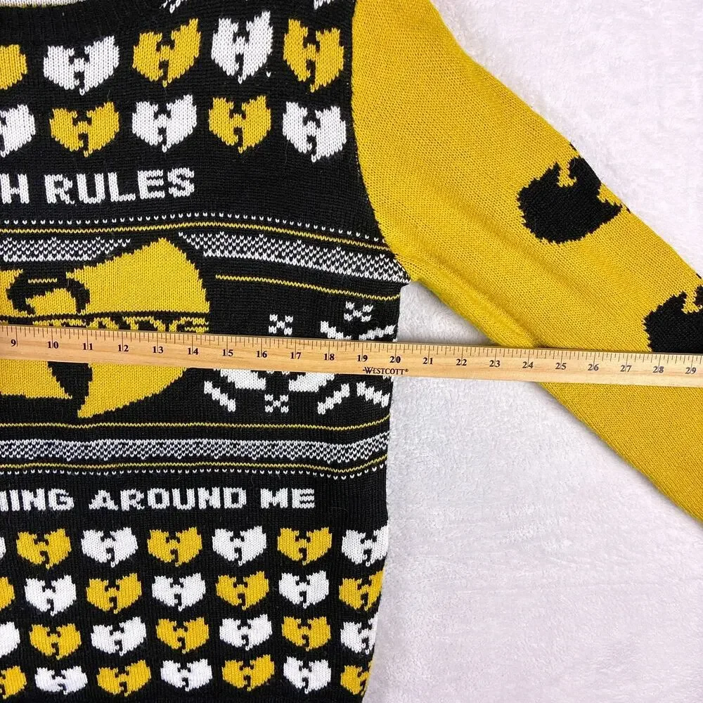 Wu Tang Clan C.R.E.A.M Sweater Mens L Black Yellow Hulu Streetwear Hip Hop 90s